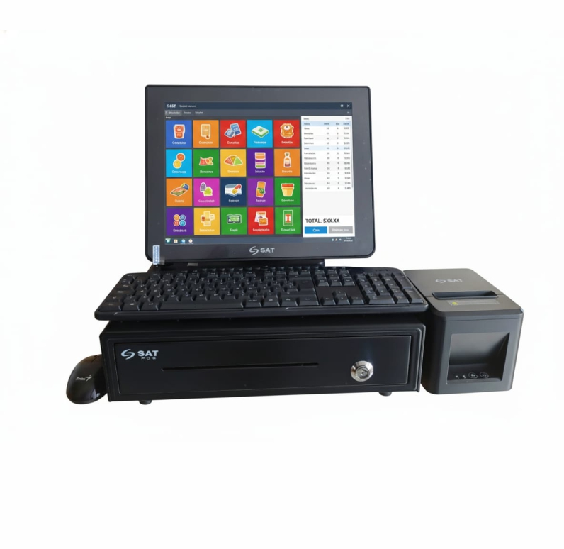 Equipo POS COMPLETO | SAT TACTIL 15″ CORE I5 / 8GB / 256GB SSD